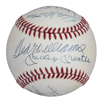 500 Home Run Club Multi Signed OAL Brown Baseball With 11 Signatures Including Mantle, Aaron & Williams (JSA)